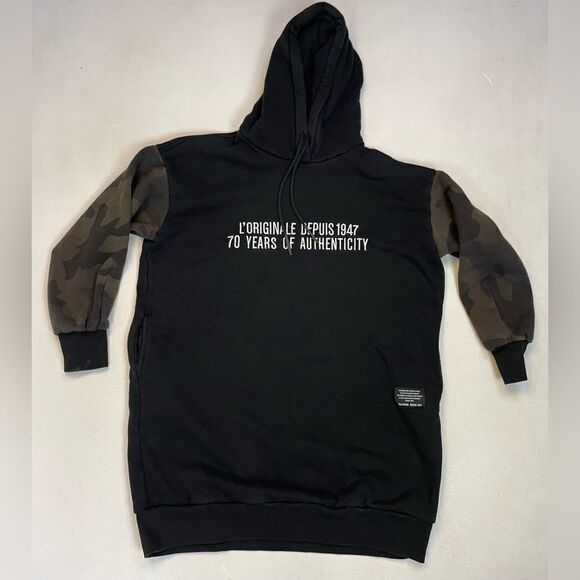 Palladium Pullover Hoodie Dress Women Medium Black Camo Sleeves - Picture 1 of 8